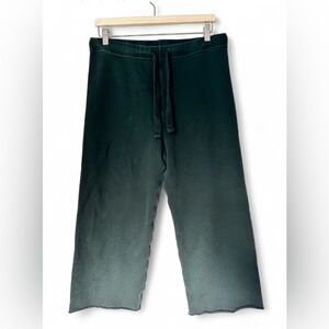 Frank & Eileen Catherine Crop Wide-Leg Cotton Sweatpants Dark Green - Medium